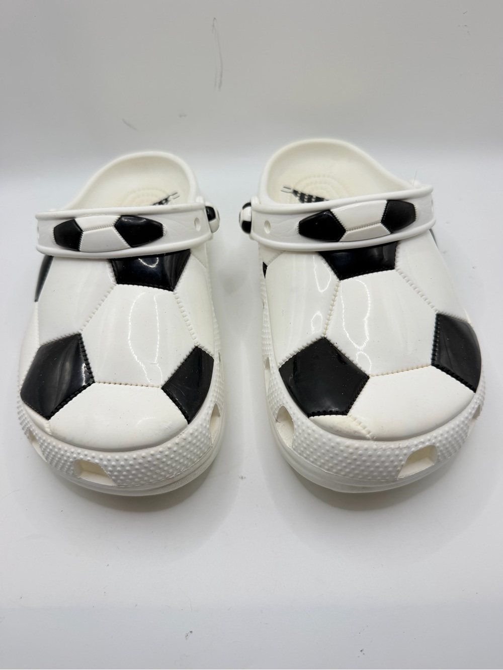 CROCS Kids White and Black Soccer Clog Sandals